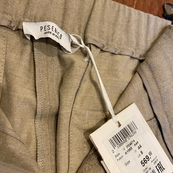 PESERICO Beige High-waisted Wool Pants/Trousers with Knit Cuff Hem - Picture 7 of 15